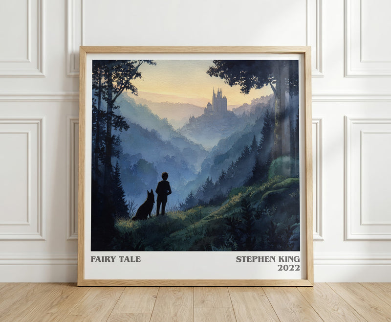 Fairy Tale literary print in frame leaning in hallway – fantasy wall art