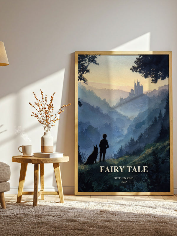 Fairy Tale watercolour print in frame leaning in hallway – fantasy wall art