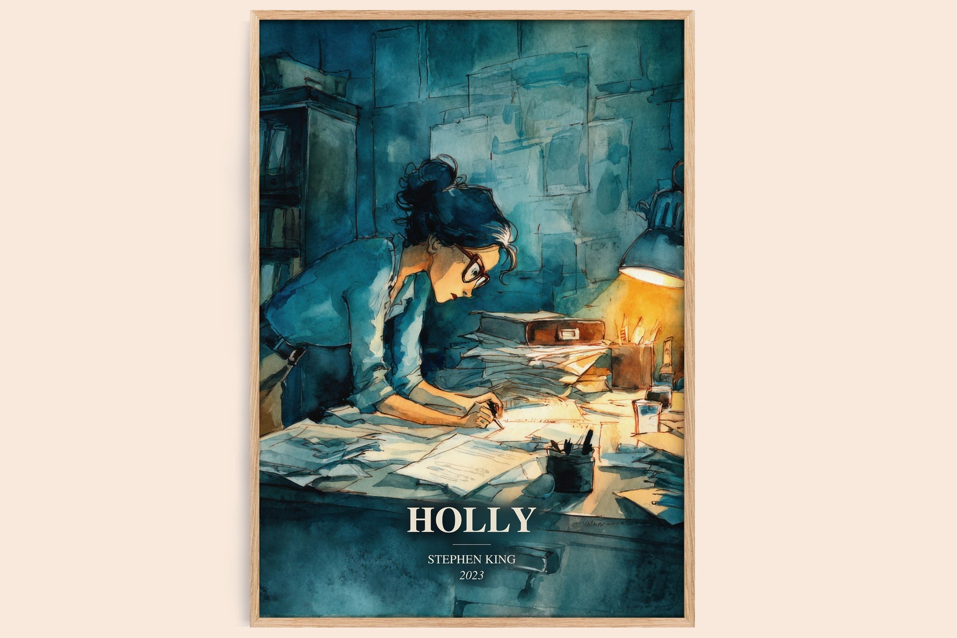 Holly watercolour book poster by Stephen King – framed literary art print