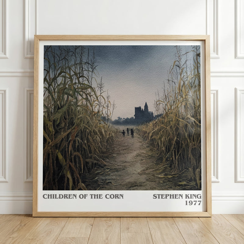 Children of the Corn literary print in frame leaning in hallway – horror wall art