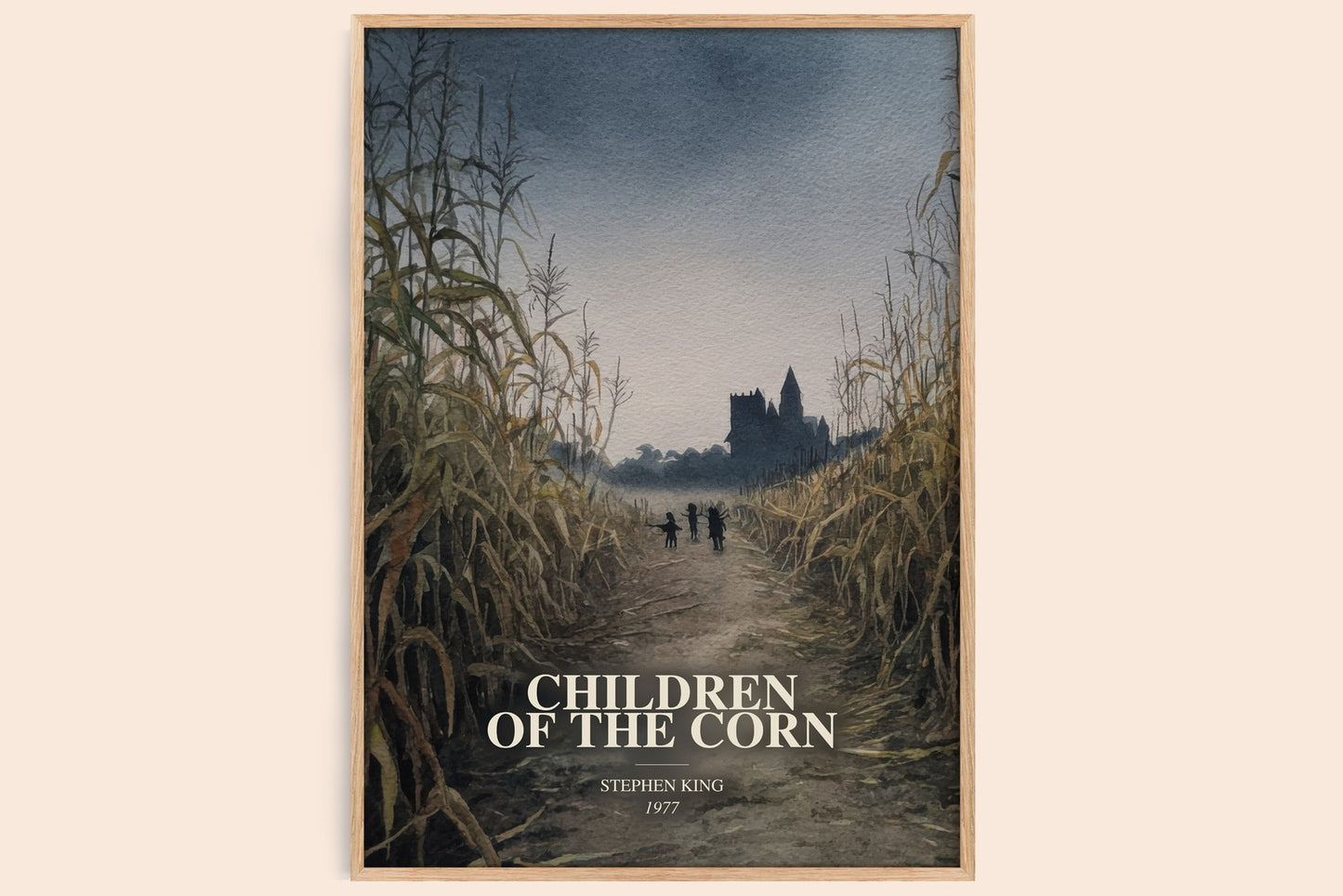 Children Of The Corn watercolour book poster by Stephen King – framed literary art print