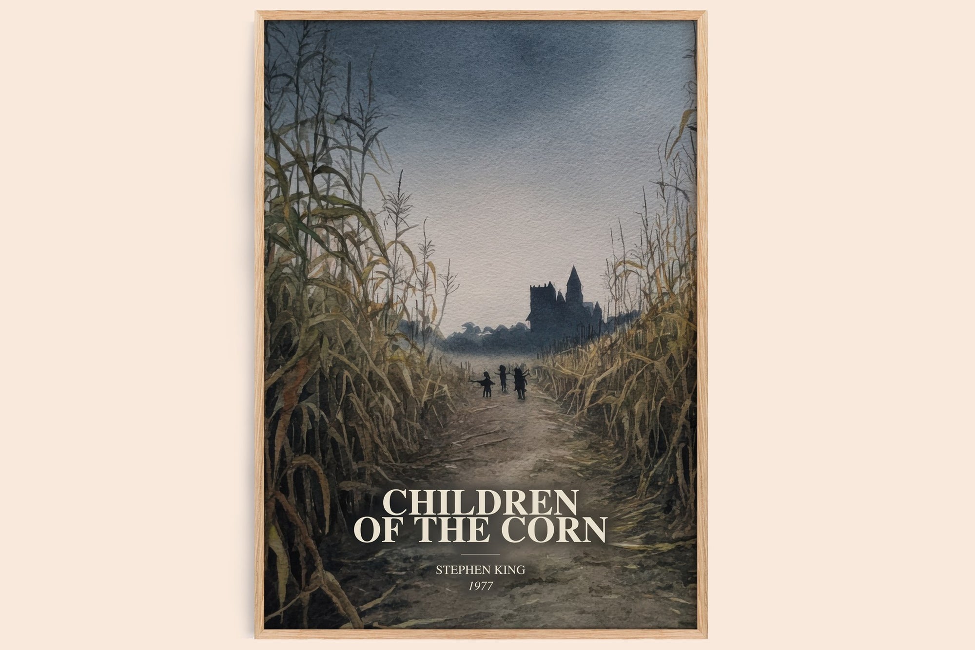 Children Of The Corn watercolour book poster by Stephen King – framed literary art print