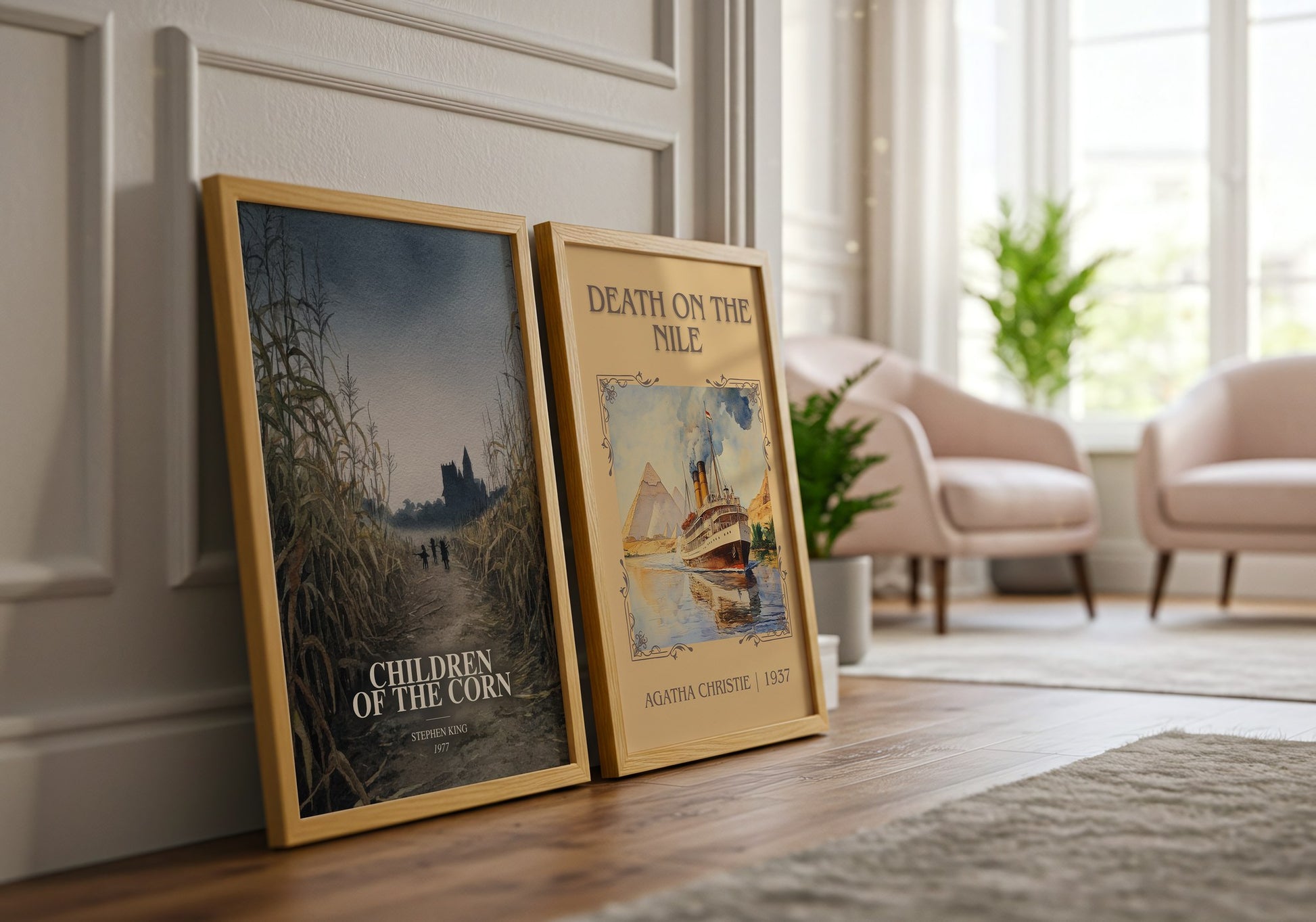 Children Of The Corn watercolour print framed by window – literary home decor