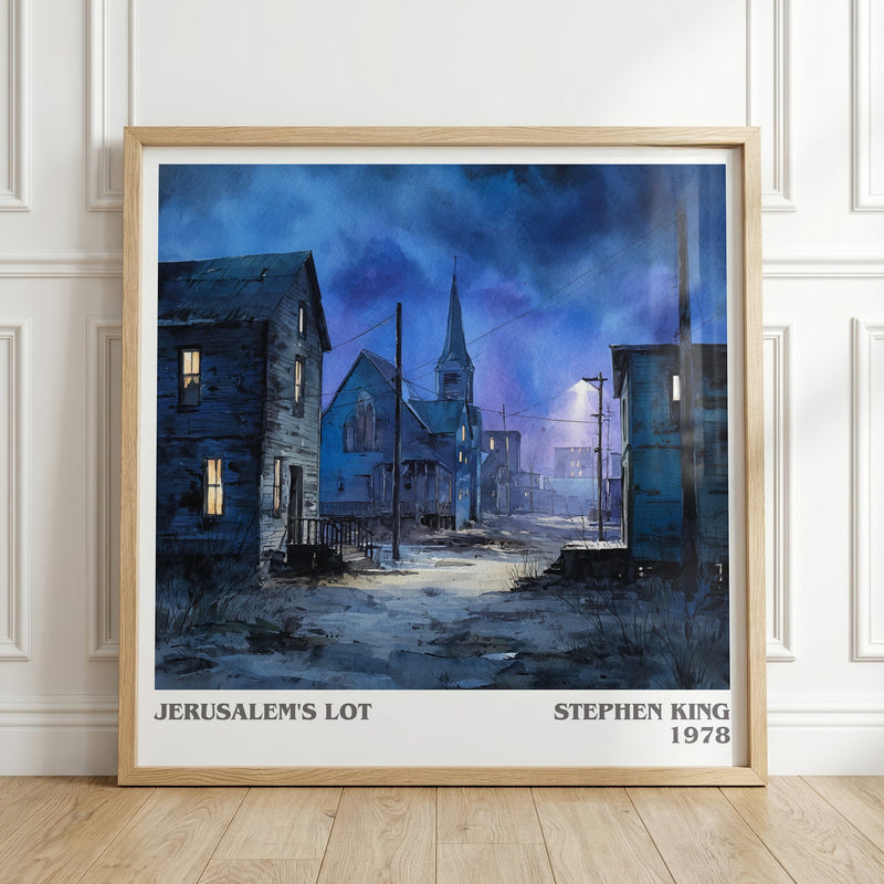 Jerusalem's Lot literary print in frame leaning in hallway – horror wall art