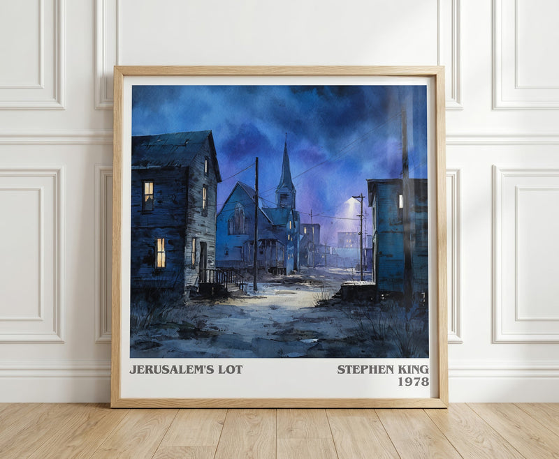 Jerusalem's Lot literary print in frame leaning in hallway – horror wall art