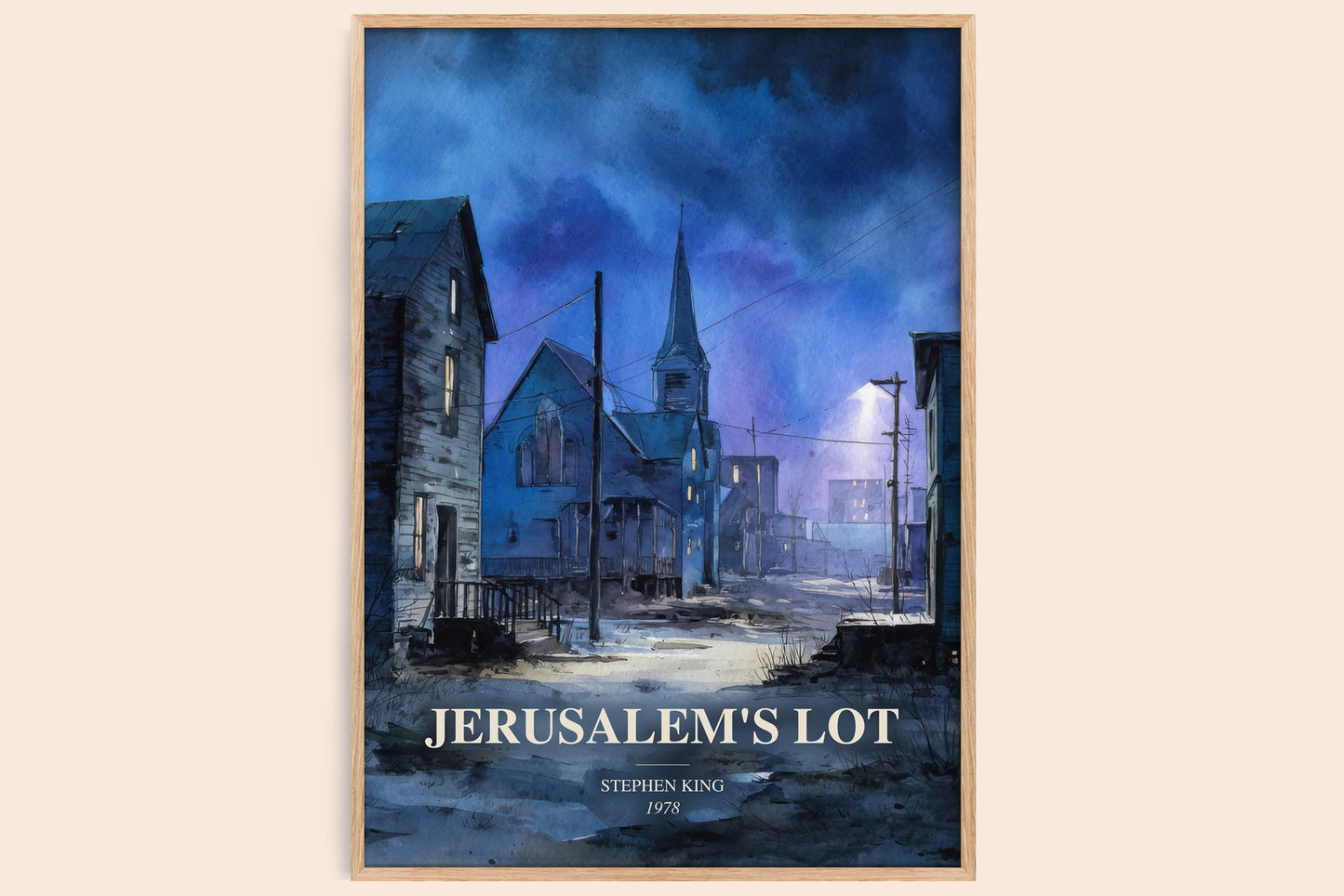 Jerusalem'S Lot watercolour book poster by Stephen King – framed literary art print