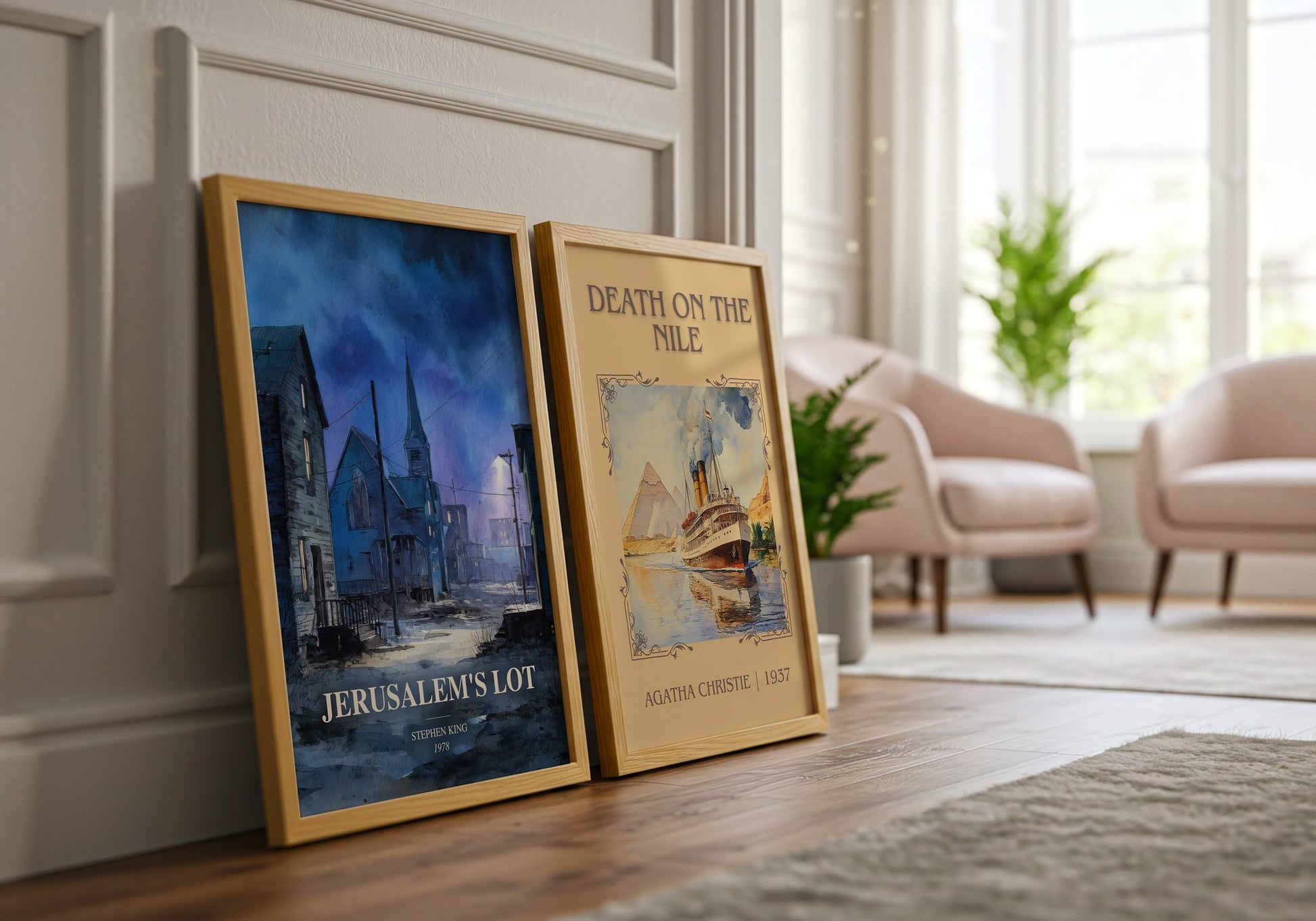 Jerusalem'S Lot watercolour print framed by window – literary home decor