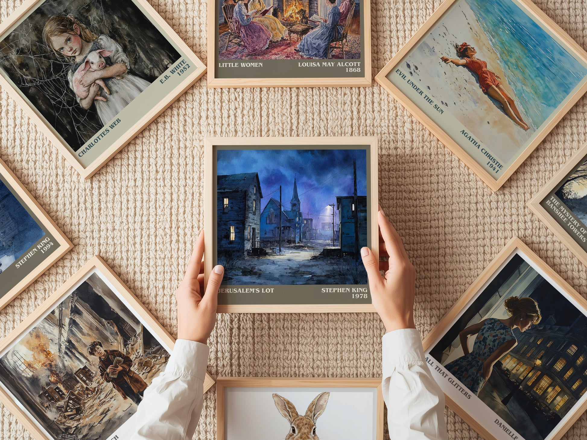 Jerusalem's Lot literary print on bookshelf – Stephen King fan gift