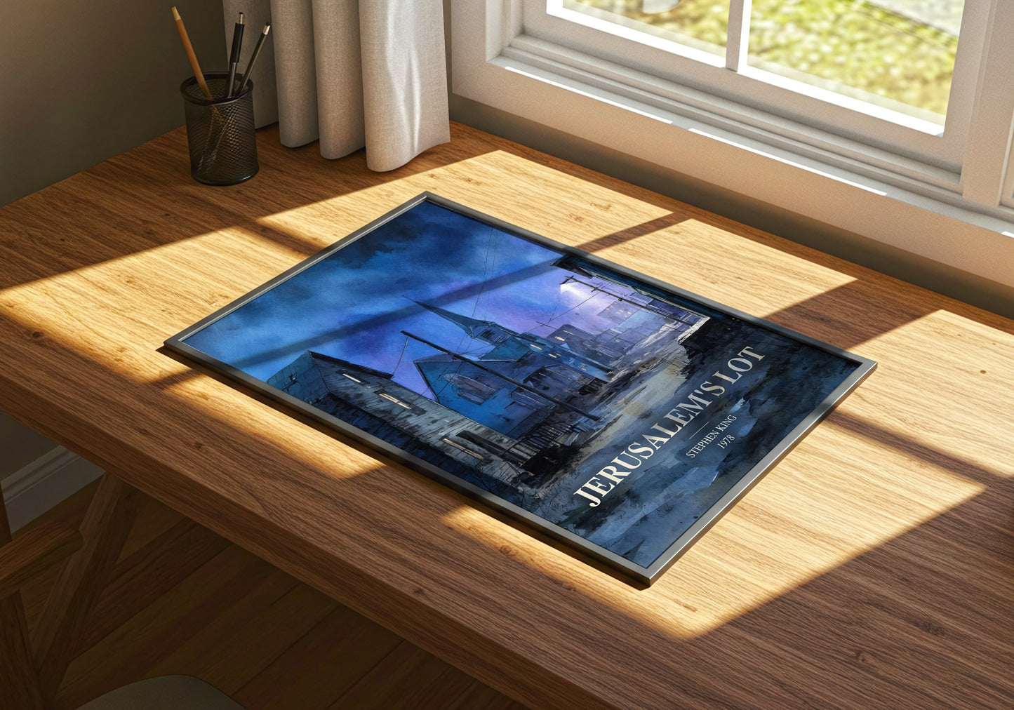 Jerusalem'S Lot watercolour book poster framed on wall – horror wall art