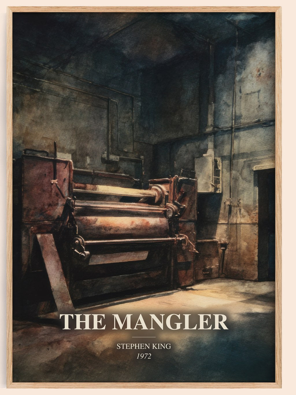 The Mangler watercolour book poster by Stephen King – framed literary art print