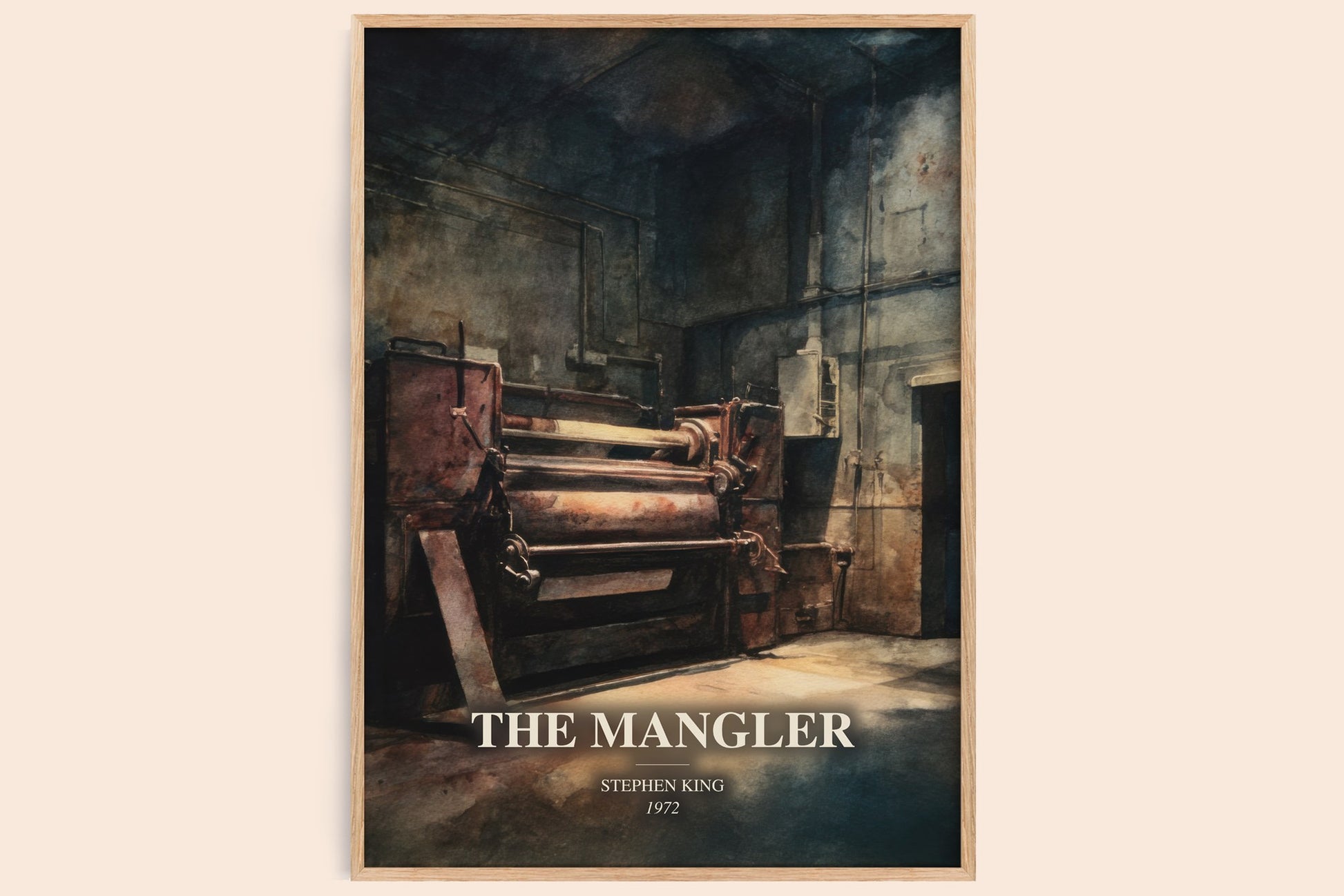 The Mangler watercolour book poster by Stephen King – framed literary art print