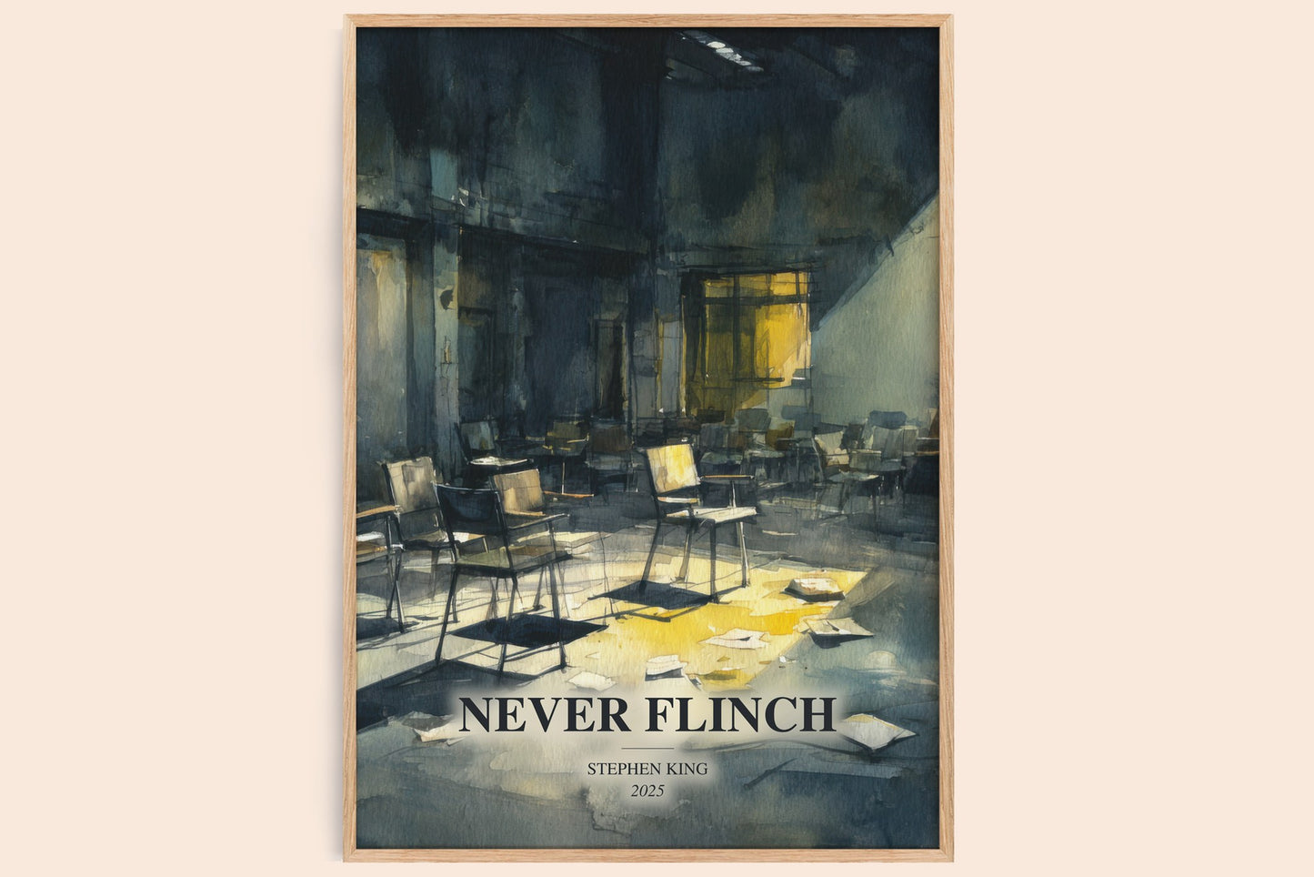 Never Flinch watercolour book poster by Stephen King – framed literary art print