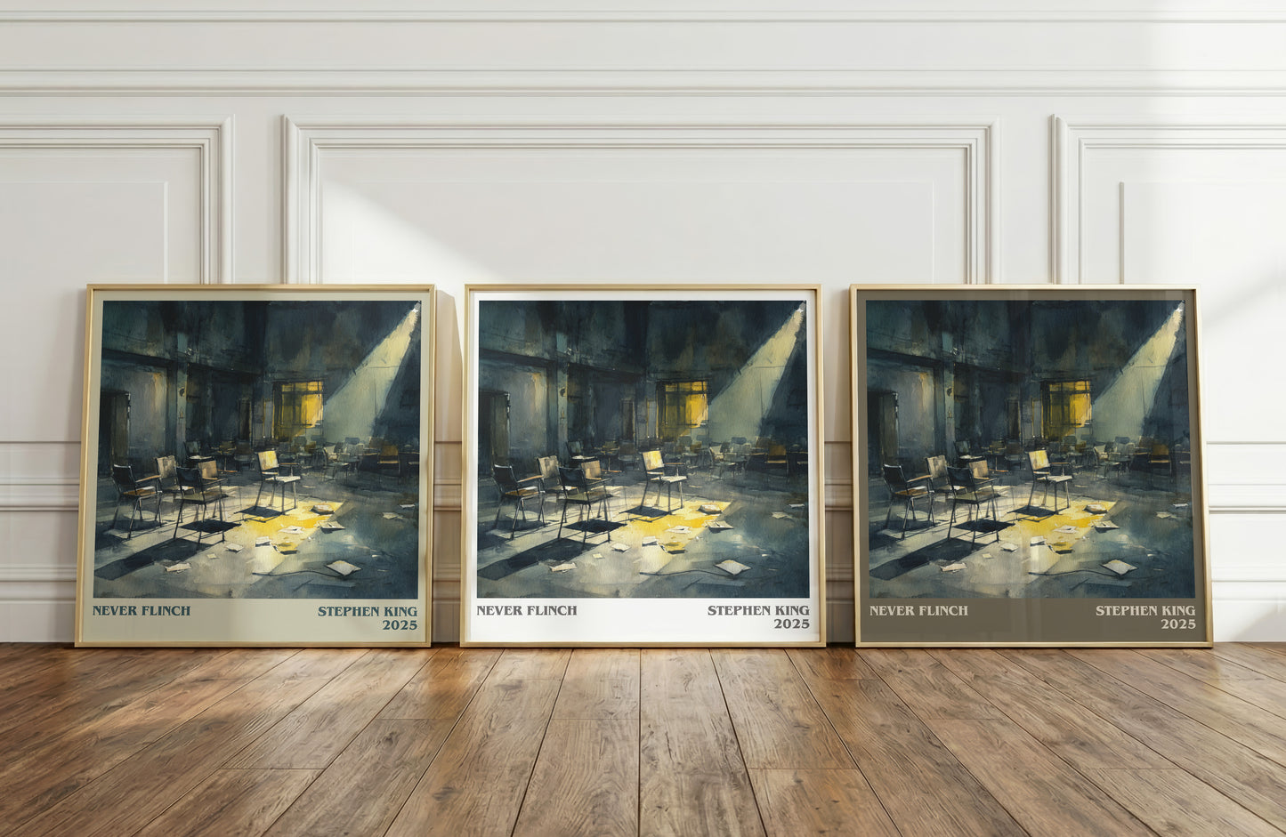 Never Flinch literary print framed by window – literary home decor