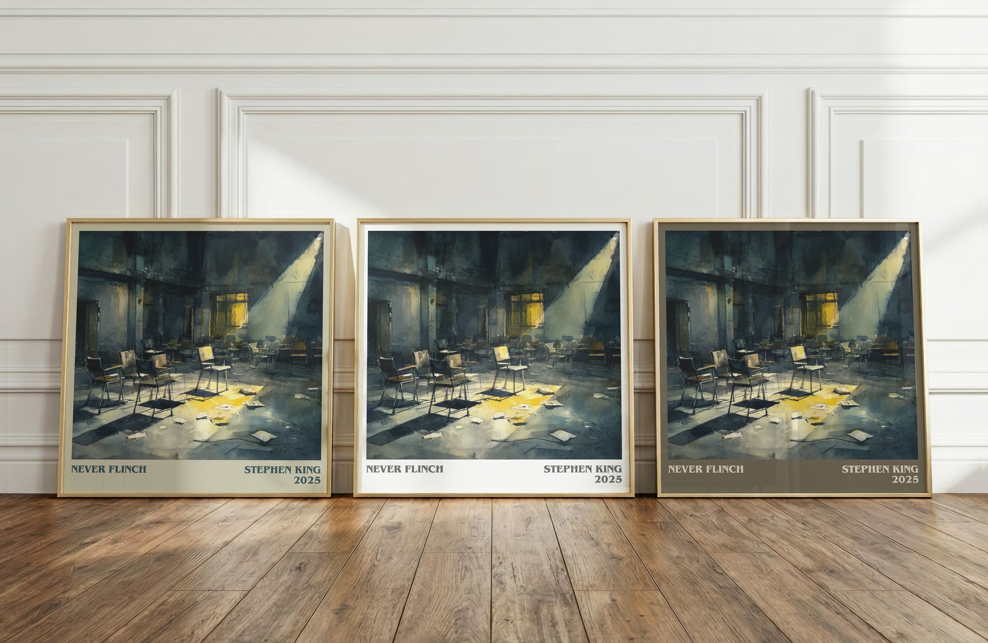 Never Flinch literary print framed by window – literary home decor
