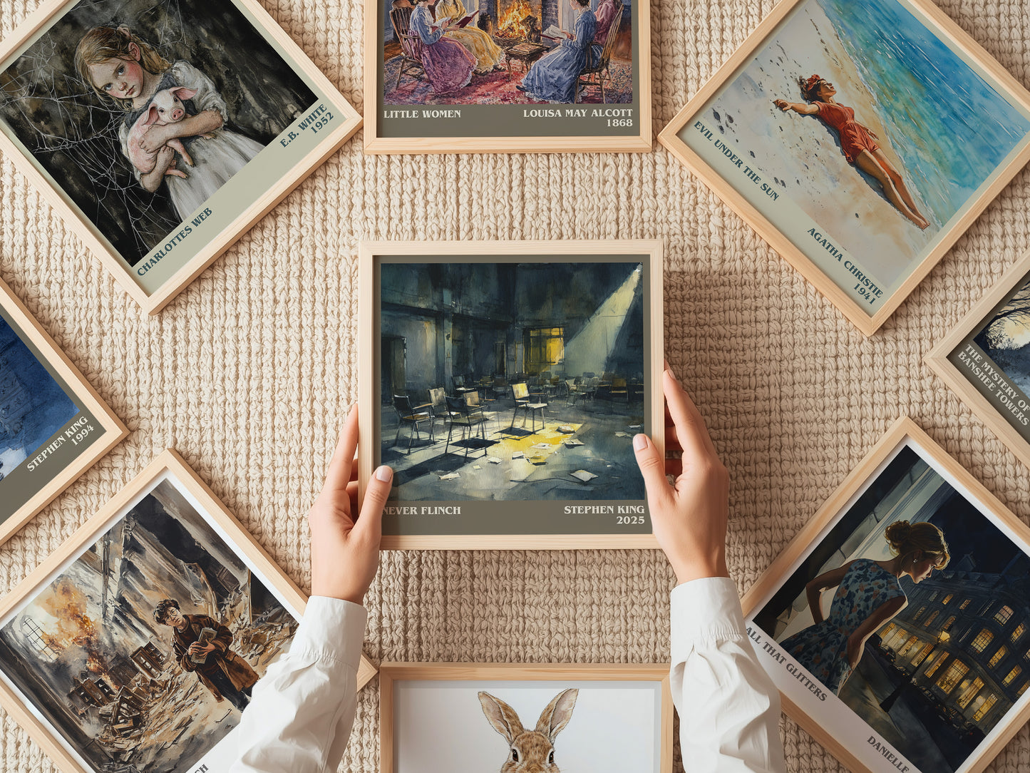 Never Flinch literary print on bookshelf – Stephen King fan gift