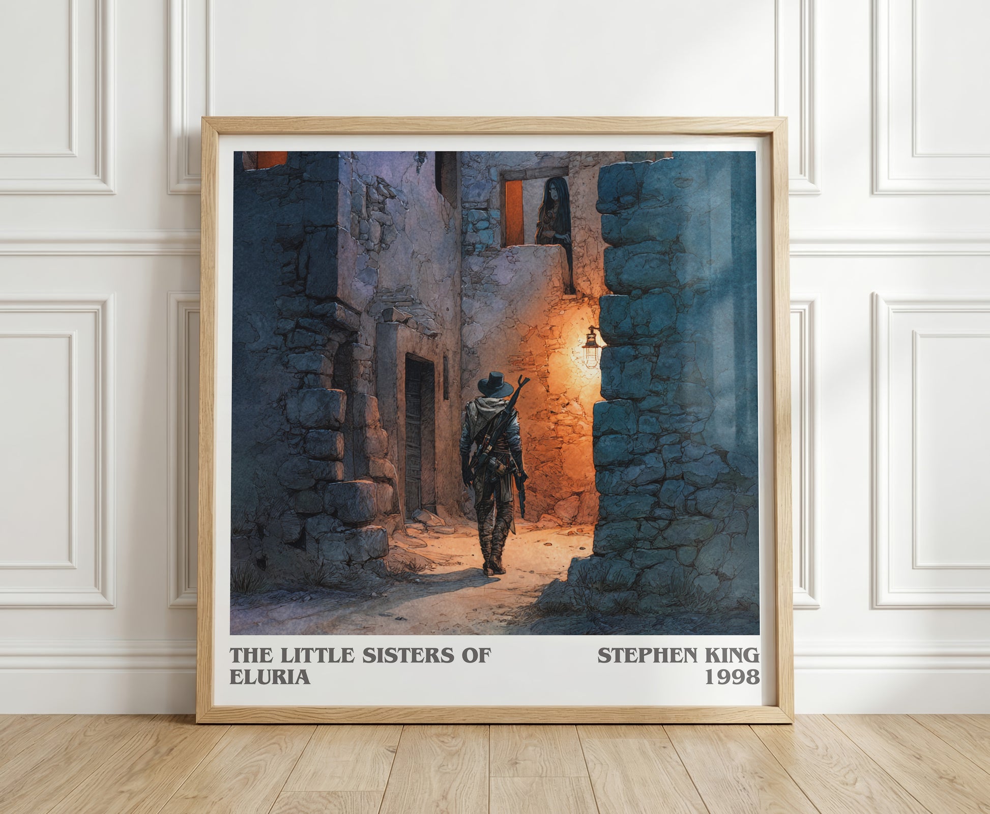 The Little Sisters Of Eluria literary print in frame leaning in hallway – horror wall art