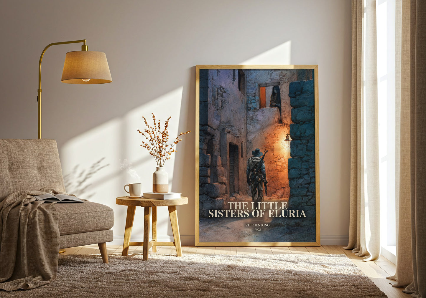 The Little Sisters Of Eluria watercolour print in frame leaning in hallway – fantasy wall art
