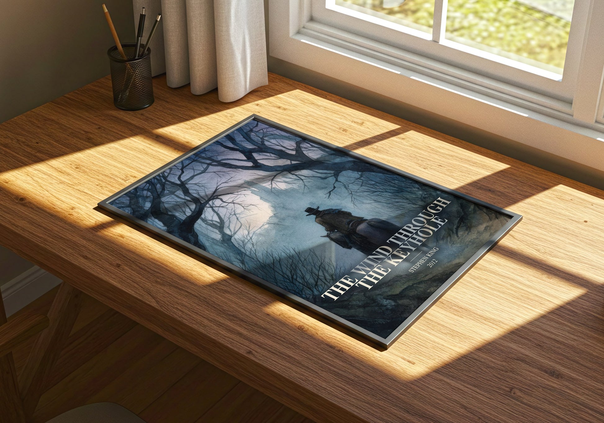 The Wind Through The Keyhole watercolour book poster framed on wall – fantasy wall art