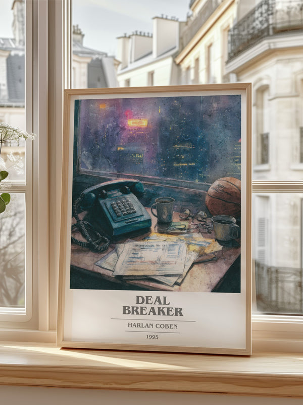 Deal Breaker Book Cover Poster by Harlan Coben – framed print by a bright window