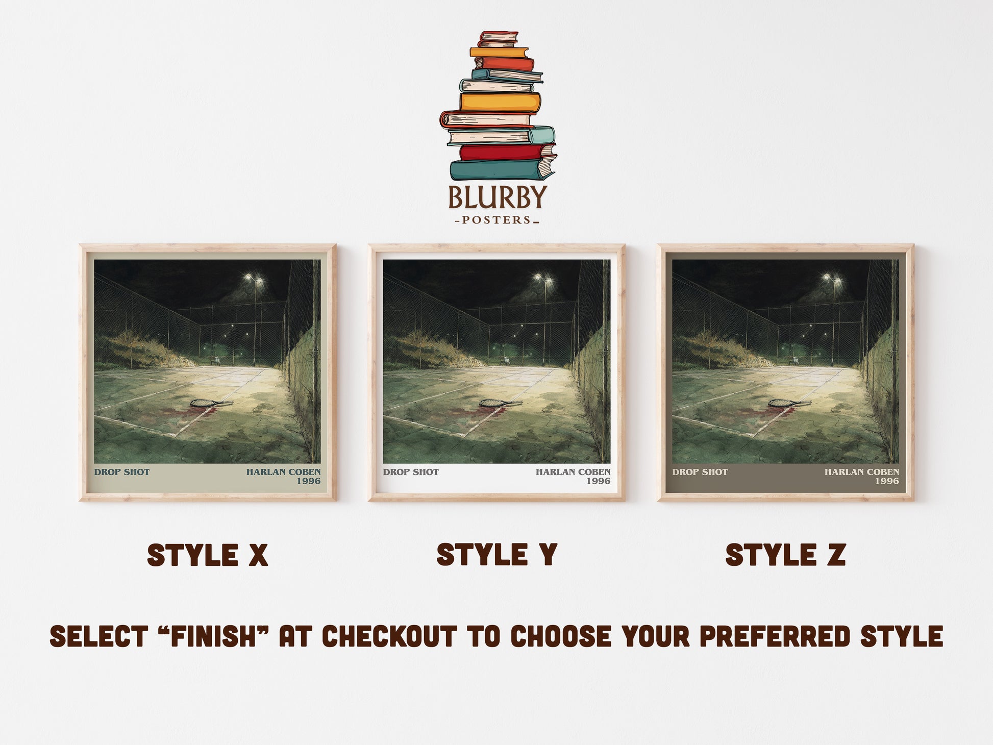 Drop Shot literary art print colour and style options – Harlan Coben book art