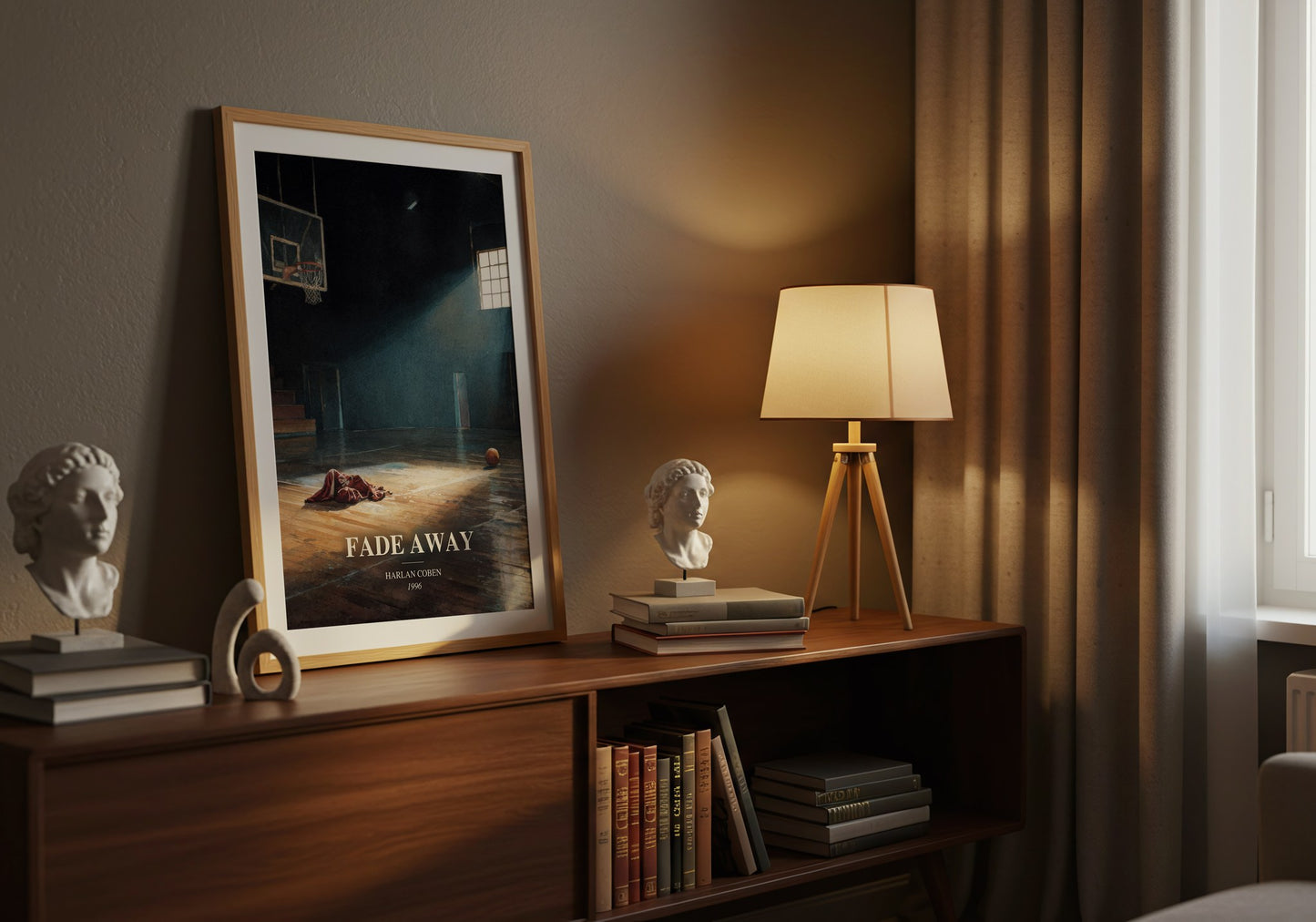 Fade Away watercolour print on bookshelf – Harlan Coben fan gift