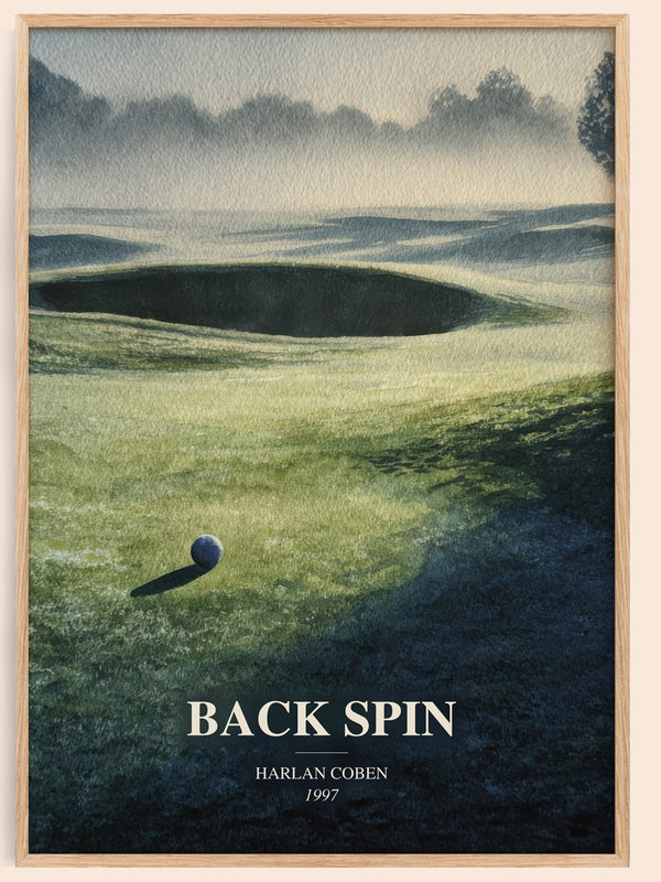 Back Spin watercolour book poster by Harlan Coben – framed literary art print
