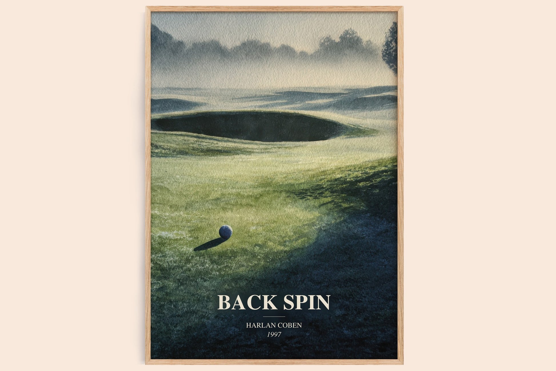 Back Spin watercolour book poster by Harlan Coben – framed literary art print