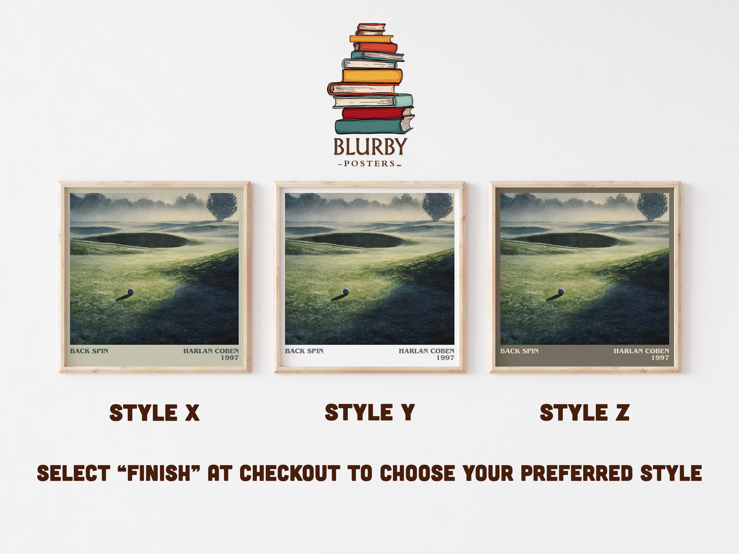 Back Spin literary art print colour and style options – Harlan Coben book art