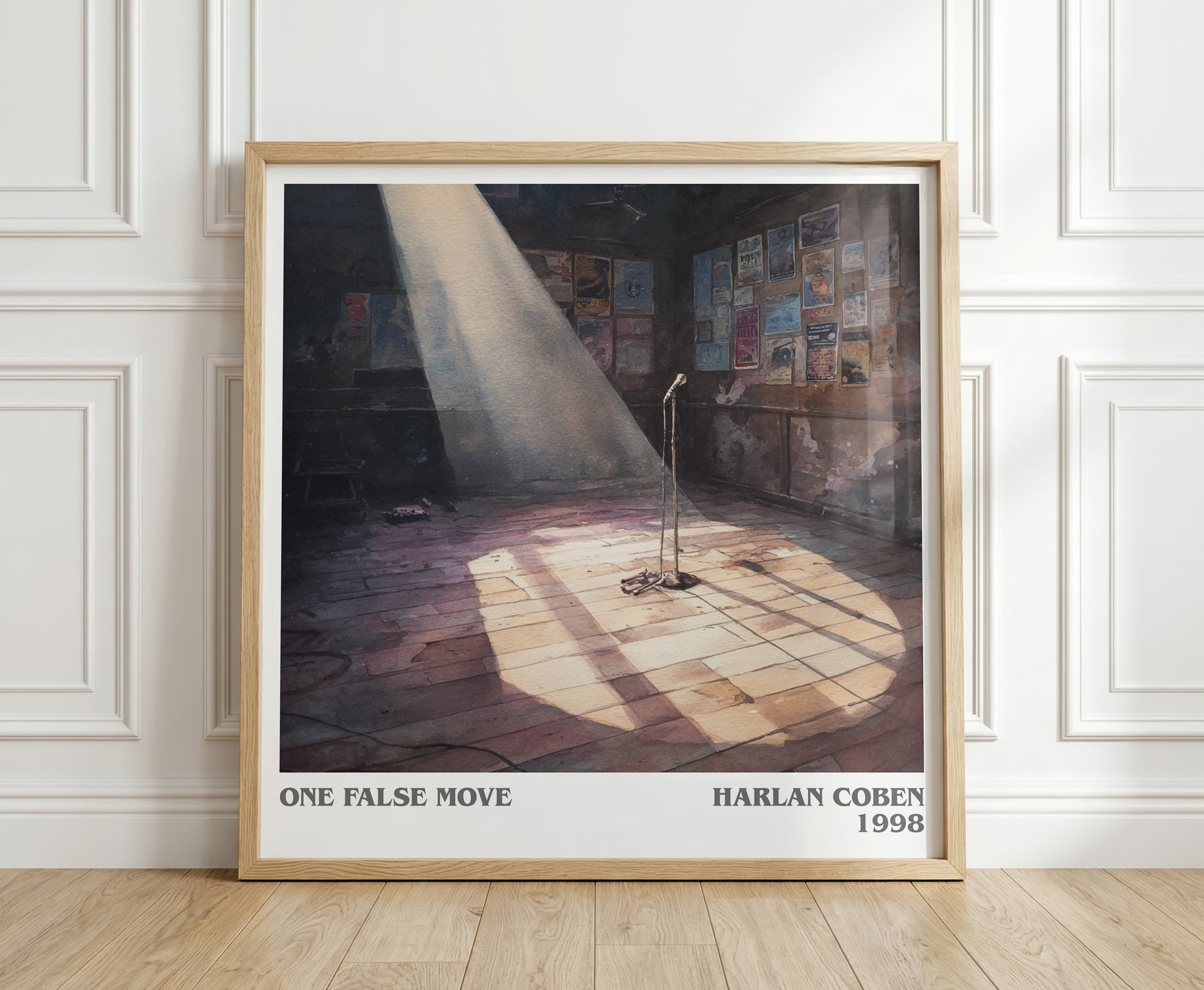 One False Move literary print in frame leaning in hallway – thriller wall art