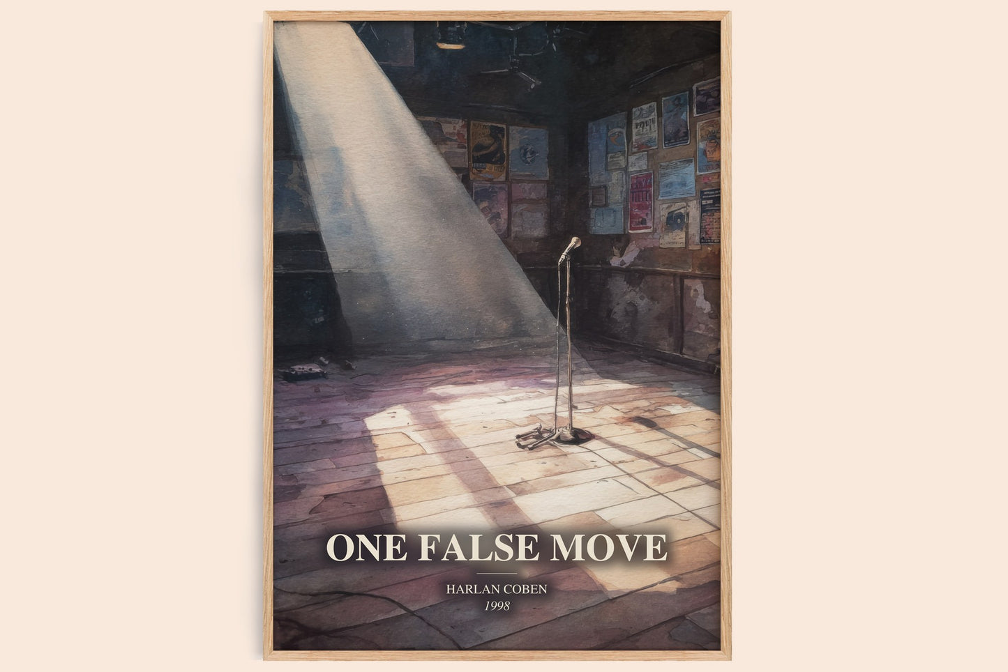 One False Move watercolour book poster by Harlan Coben – framed literary art print