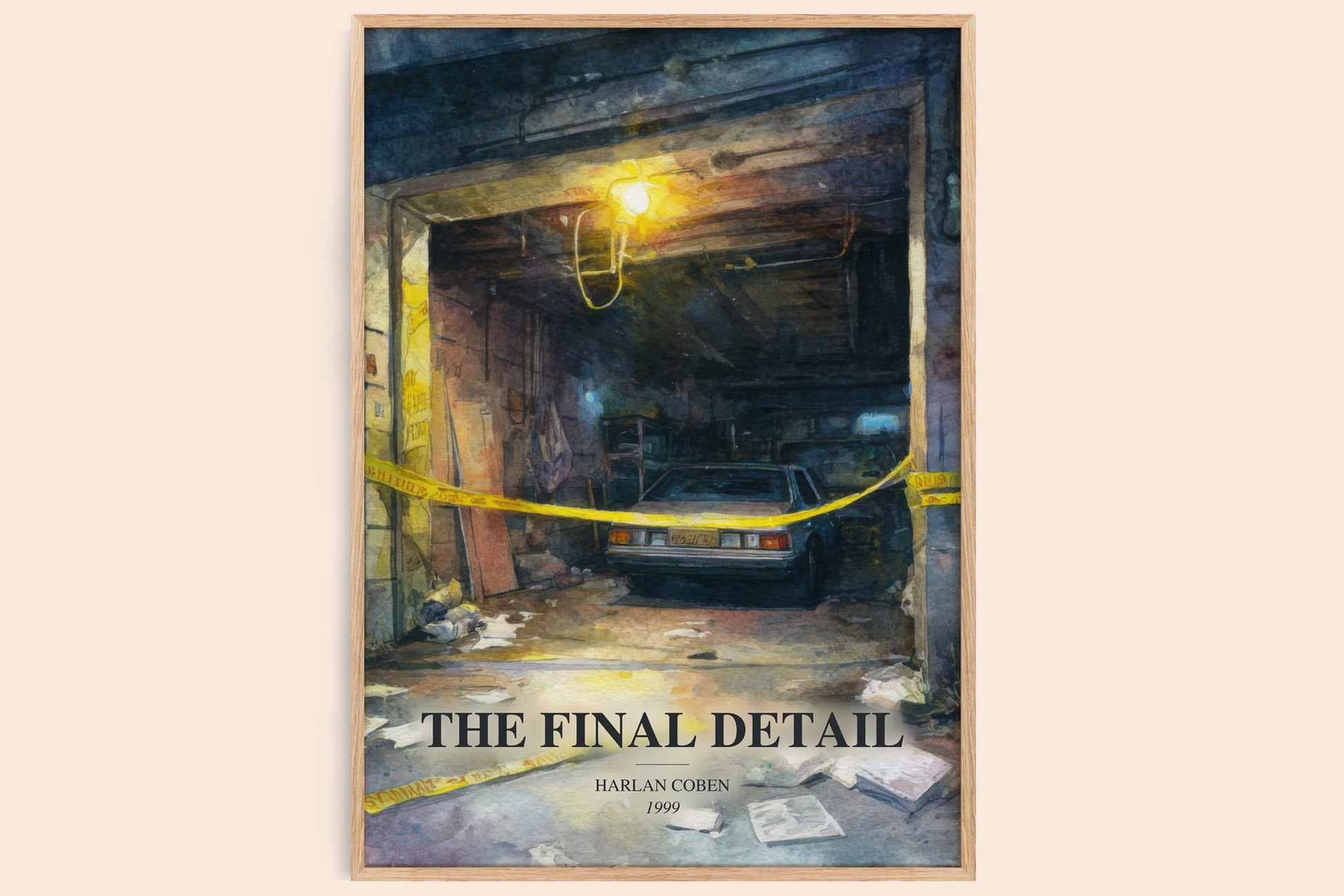 The Final Detail watercolour book poster by Harlan Coben – framed literary art print