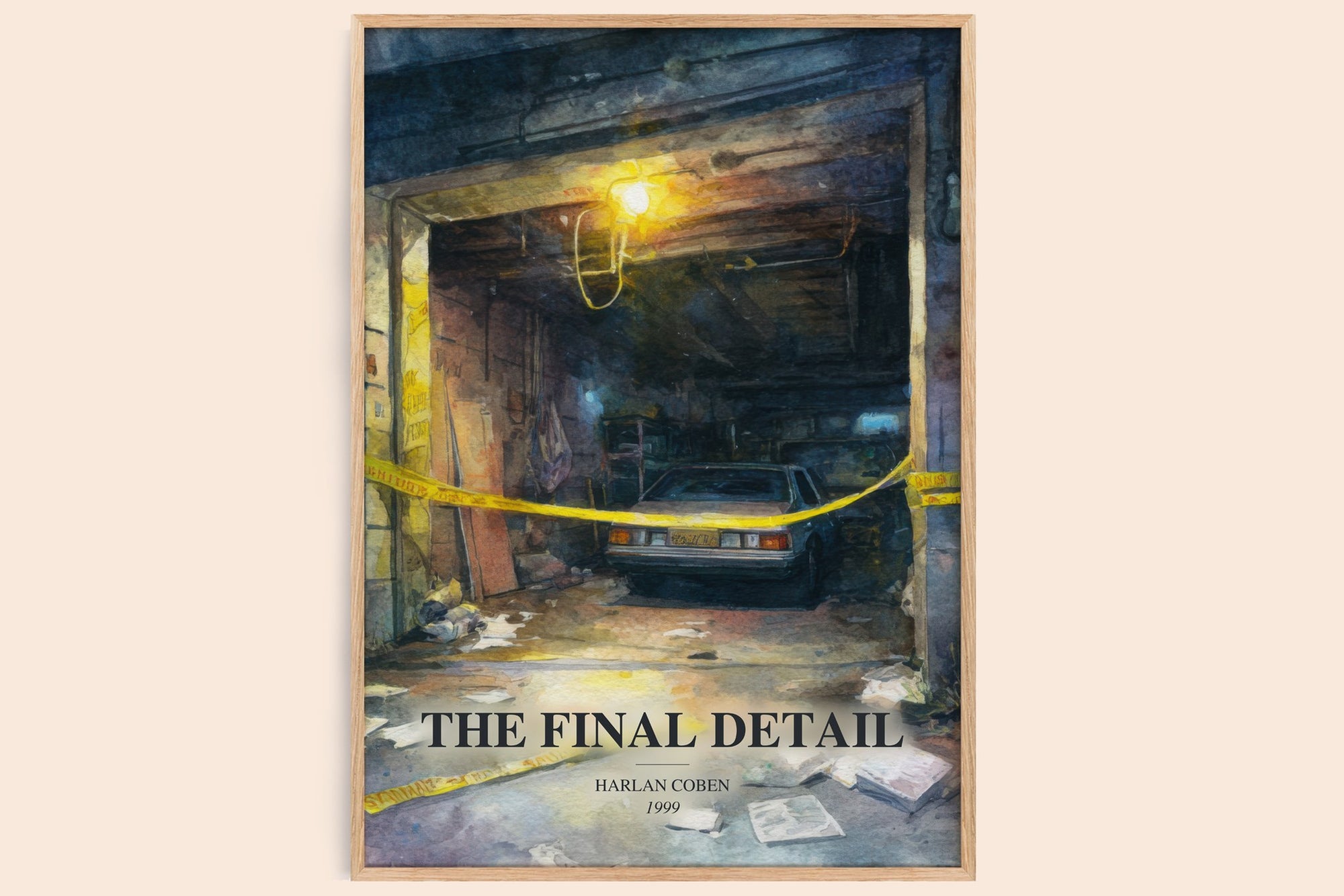 The Final Detail watercolour book poster by Harlan Coben – framed literary art print