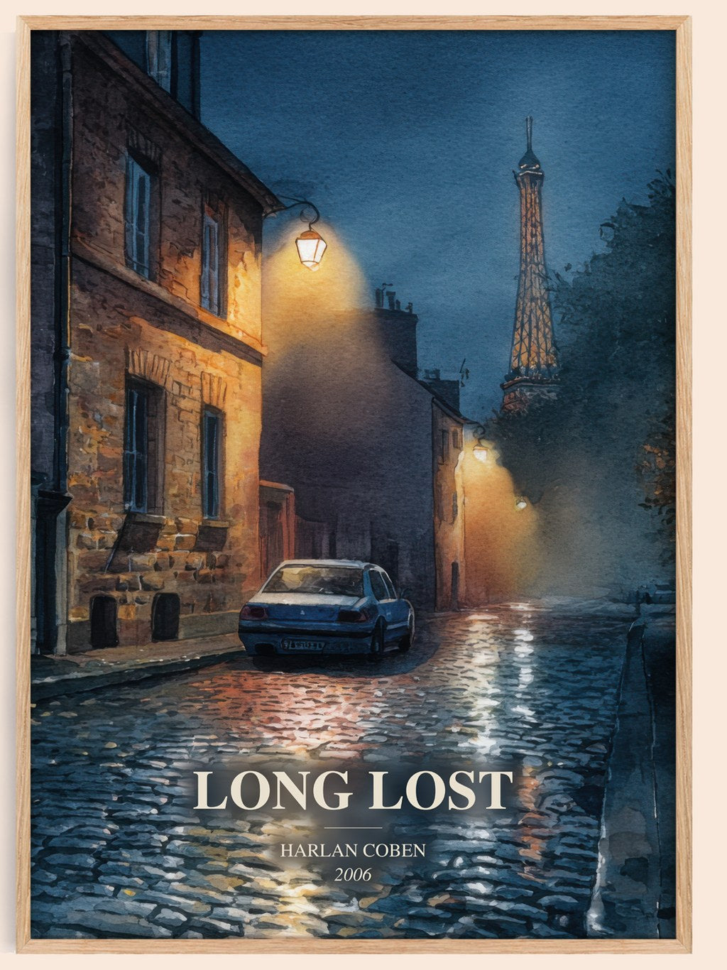 Long Lost watercolour book poster by Harlan Coben – framed literary art print