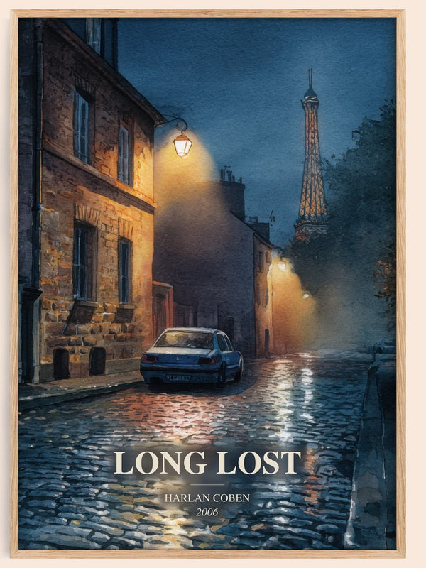 Long Lost watercolour book poster by Harlan Coben – framed literary art print
