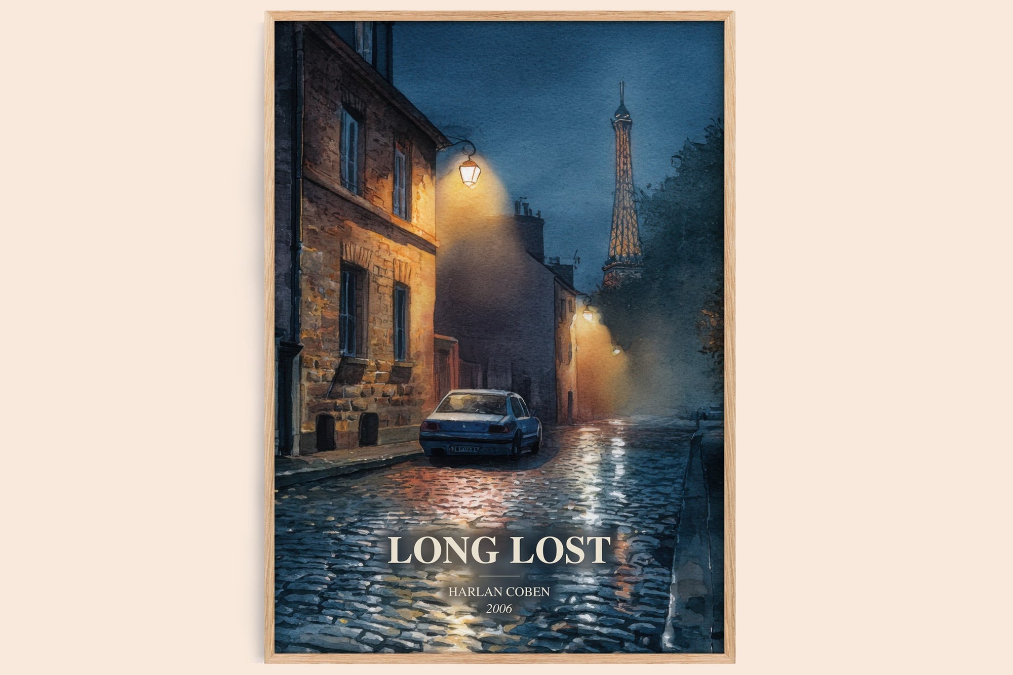 Long Lost watercolour book poster by Harlan Coben – framed literary art print
