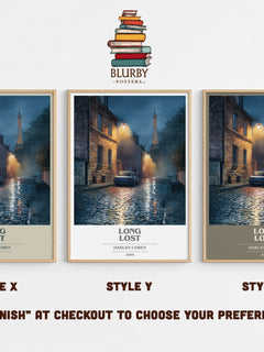 Long Lost Book Cover Poster by Harlan Coben – Style X, Y and Z side by side – choose your finish