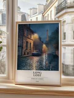 Long Lost Book Cover Poster by Harlan Coben – framed print by a bright window