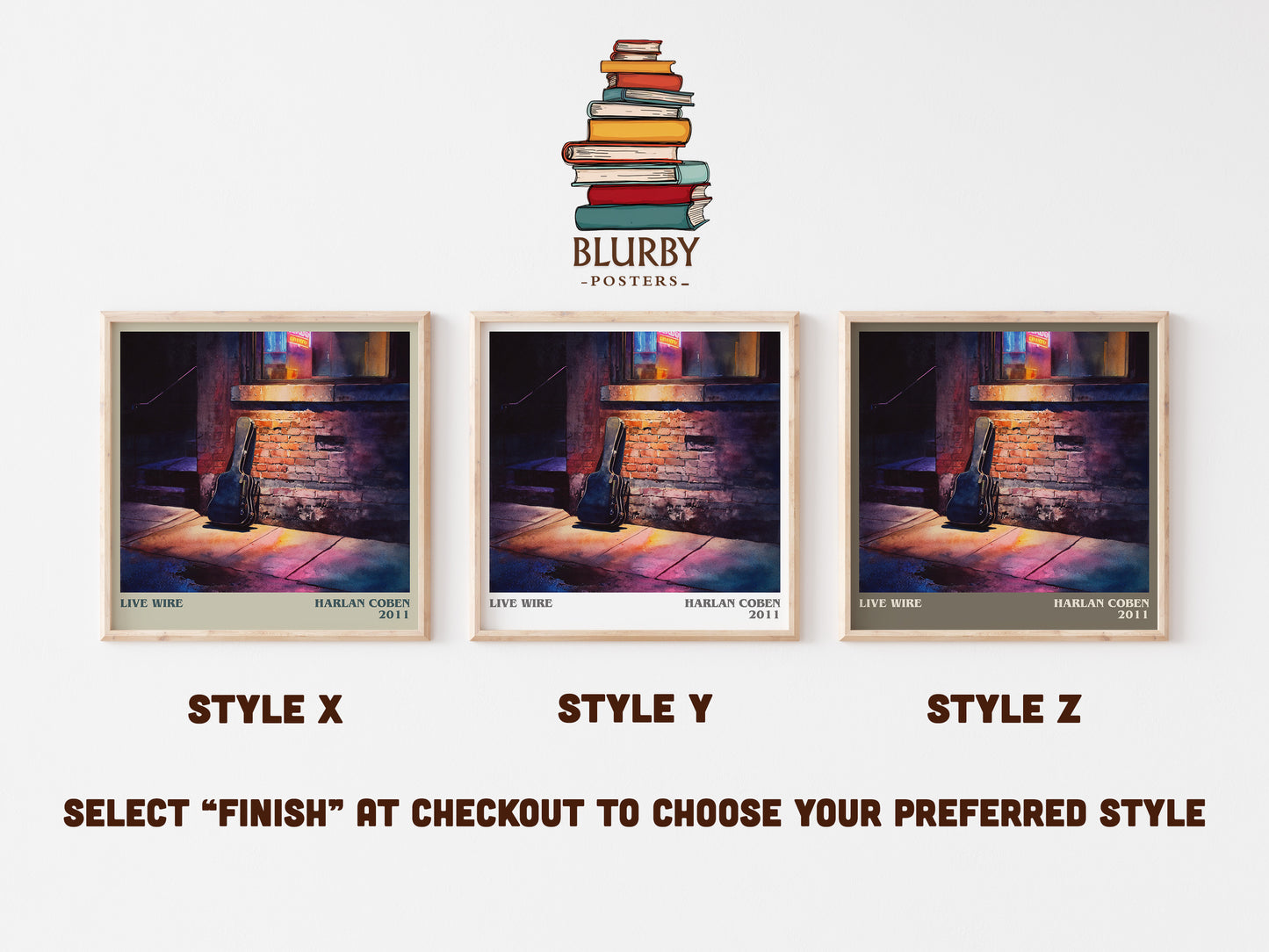 Live Wire literary art print colour and style options – Harlan Coben book art