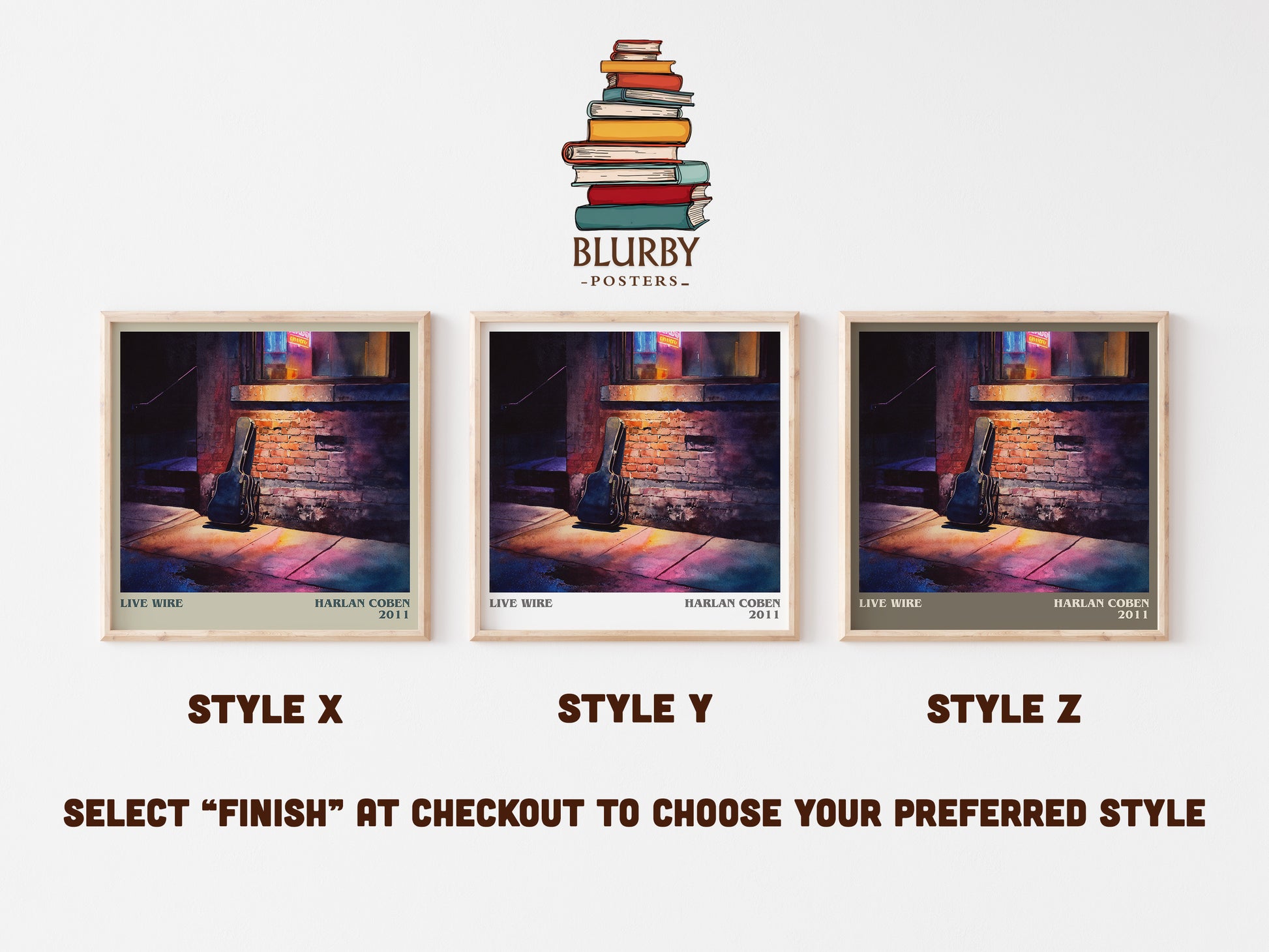 Live Wire literary art print colour and style options – Harlan Coben book art