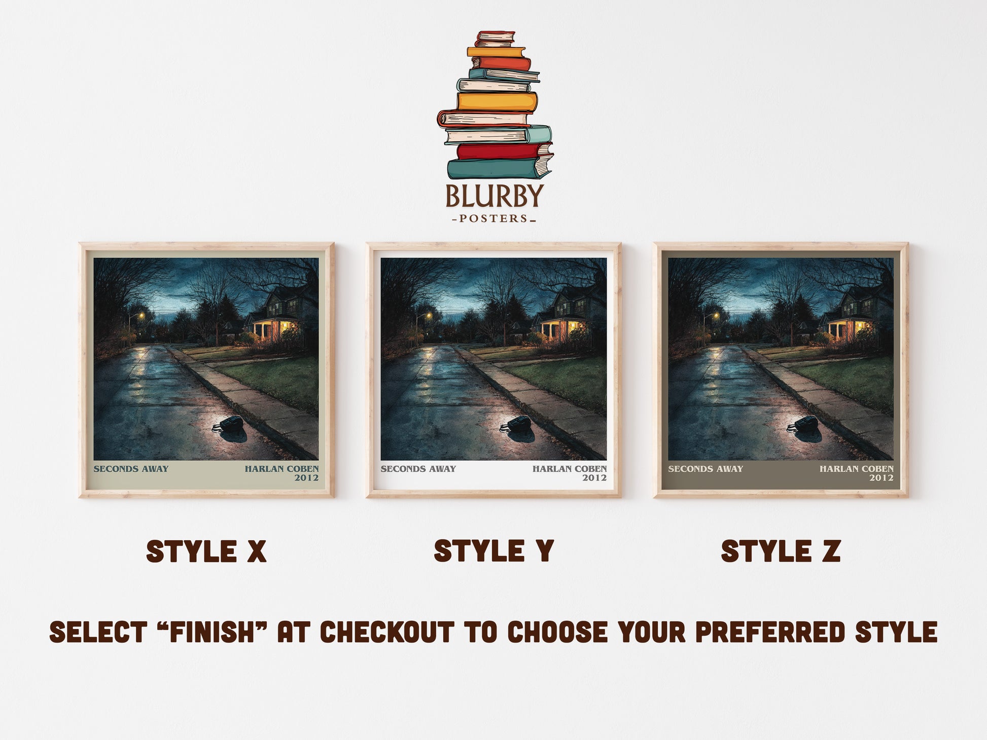 Seconds Away literary art print colour and style options – Harlan Coben book art