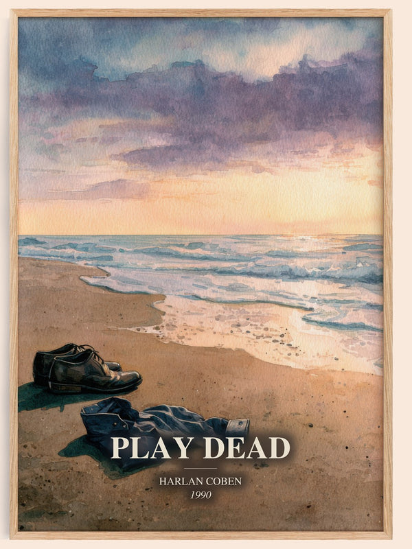 Play Dead watercolour book poster by Harlan Coben – framed literary art print