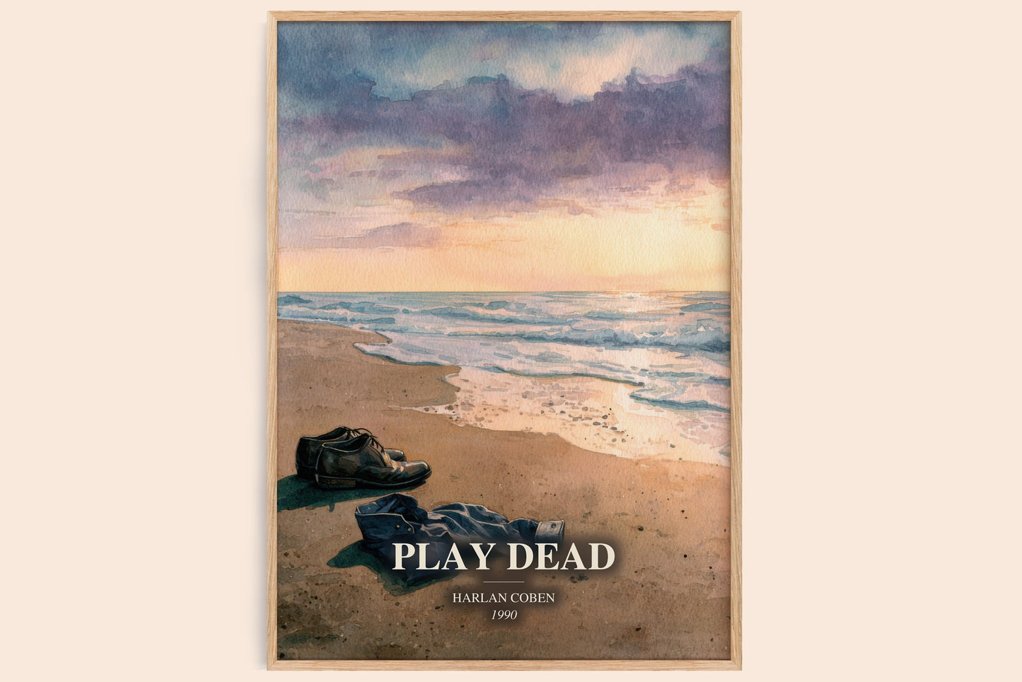 Play Dead watercolour book poster by Harlan Coben – framed literary art print