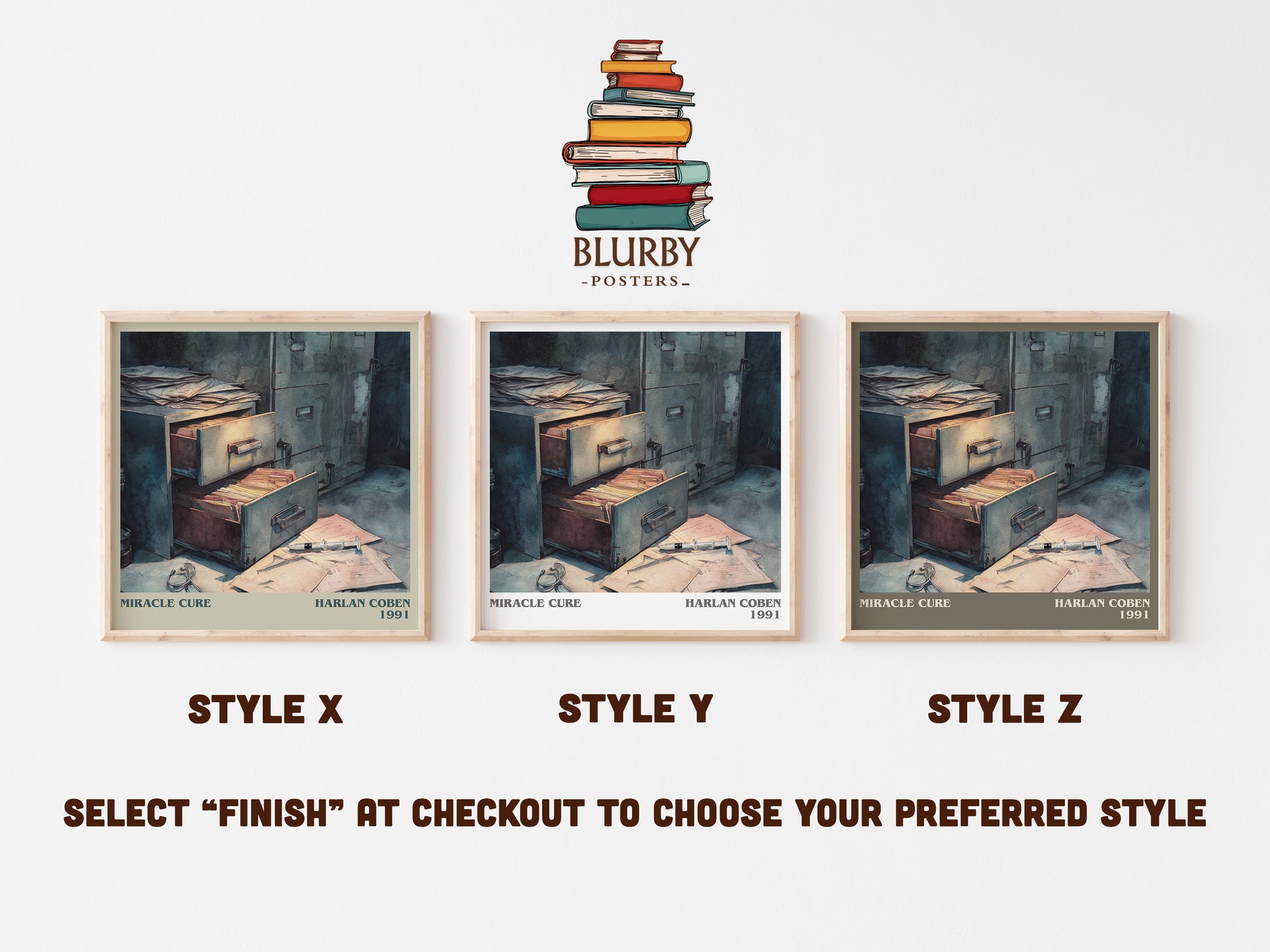 Miracle Cure literary art print colour and style options – Harlan Coben book art