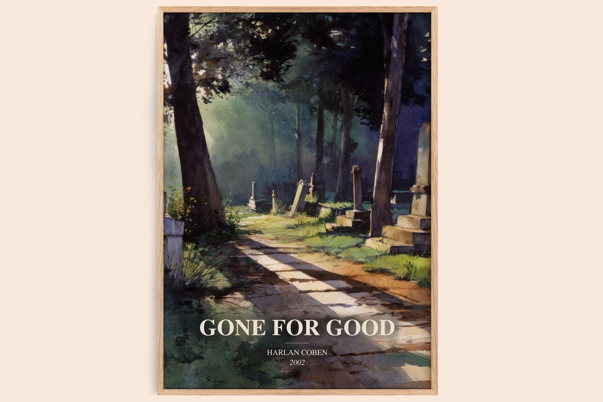 Gone For Good watercolour book poster by Harlan Coben – framed literary art print