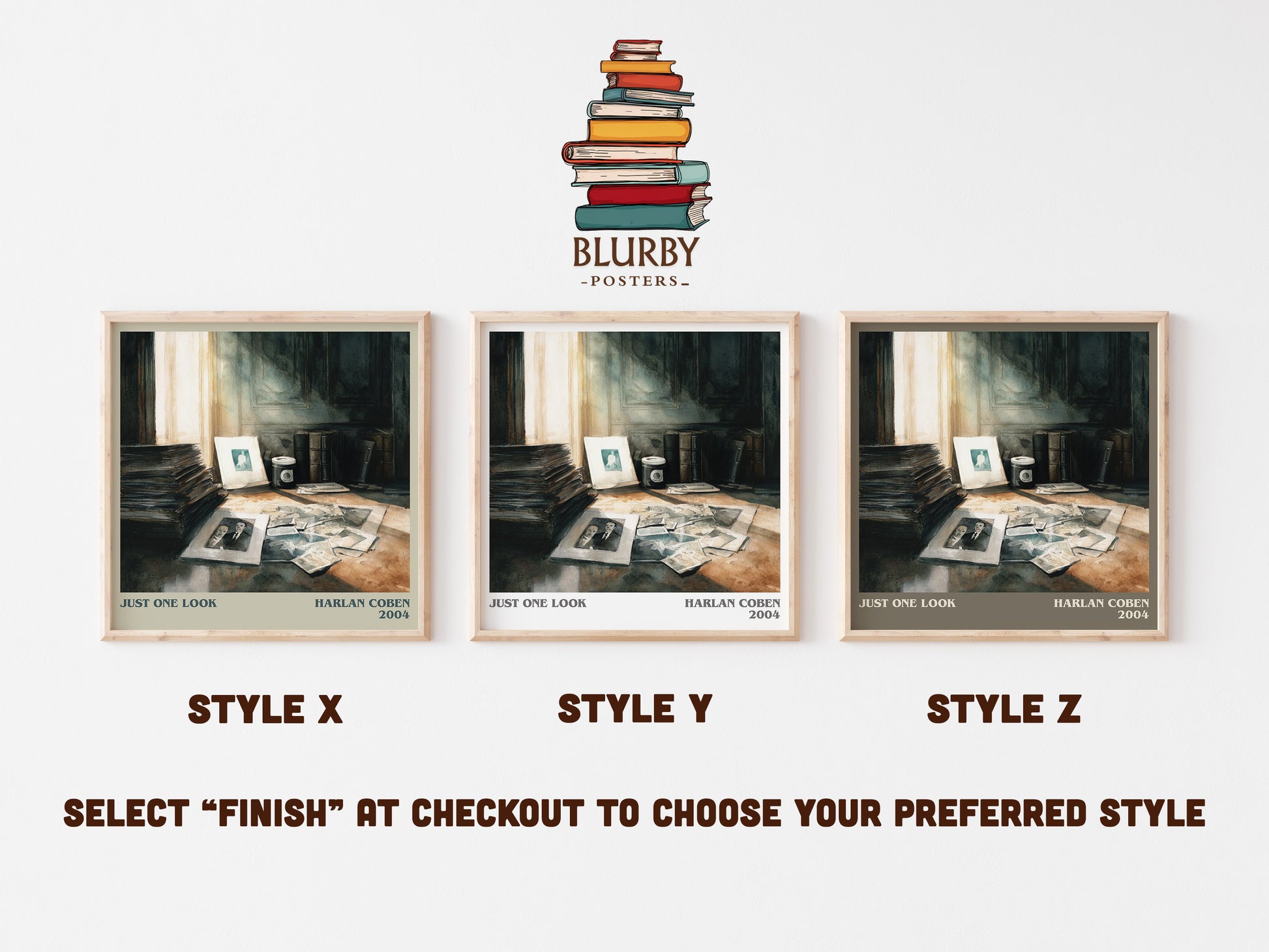 Just One Look literary art print colour and style options – Harlan Coben book art