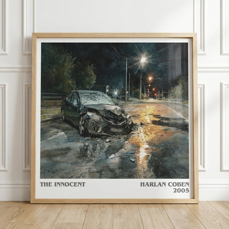 The Innocent literary print in frame leaning in hallway – thriller wall art