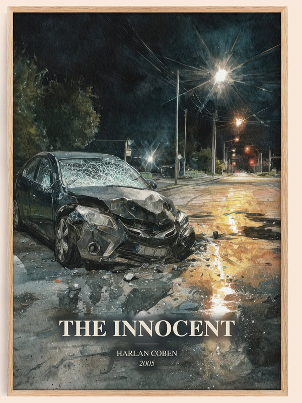 The Innocent watercolour book poster by Harlan Coben – framed literary art print