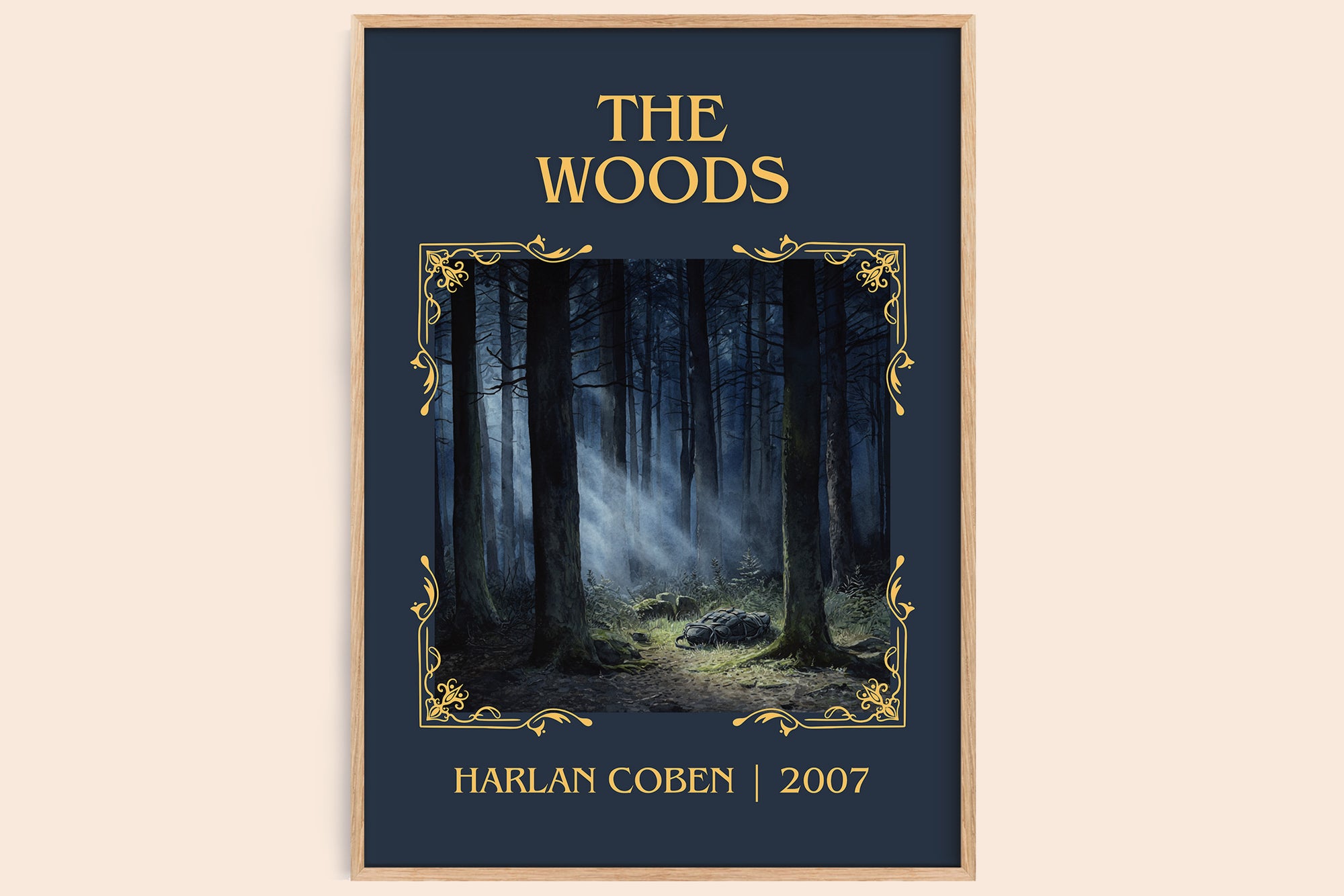 The Woods classic book art book poster by Harlan Coben – framed literary art print