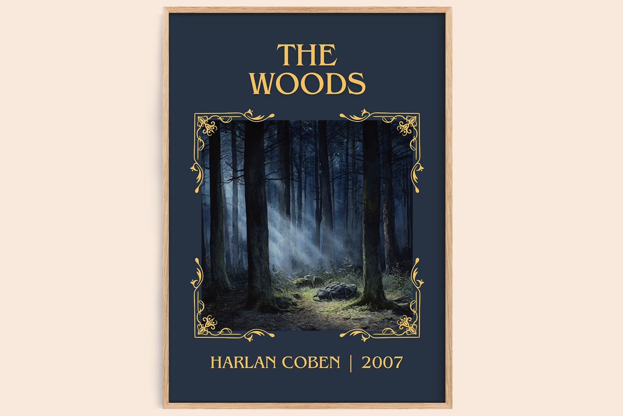 The Woods classic book art book poster by Harlan Coben – framed literary art print
