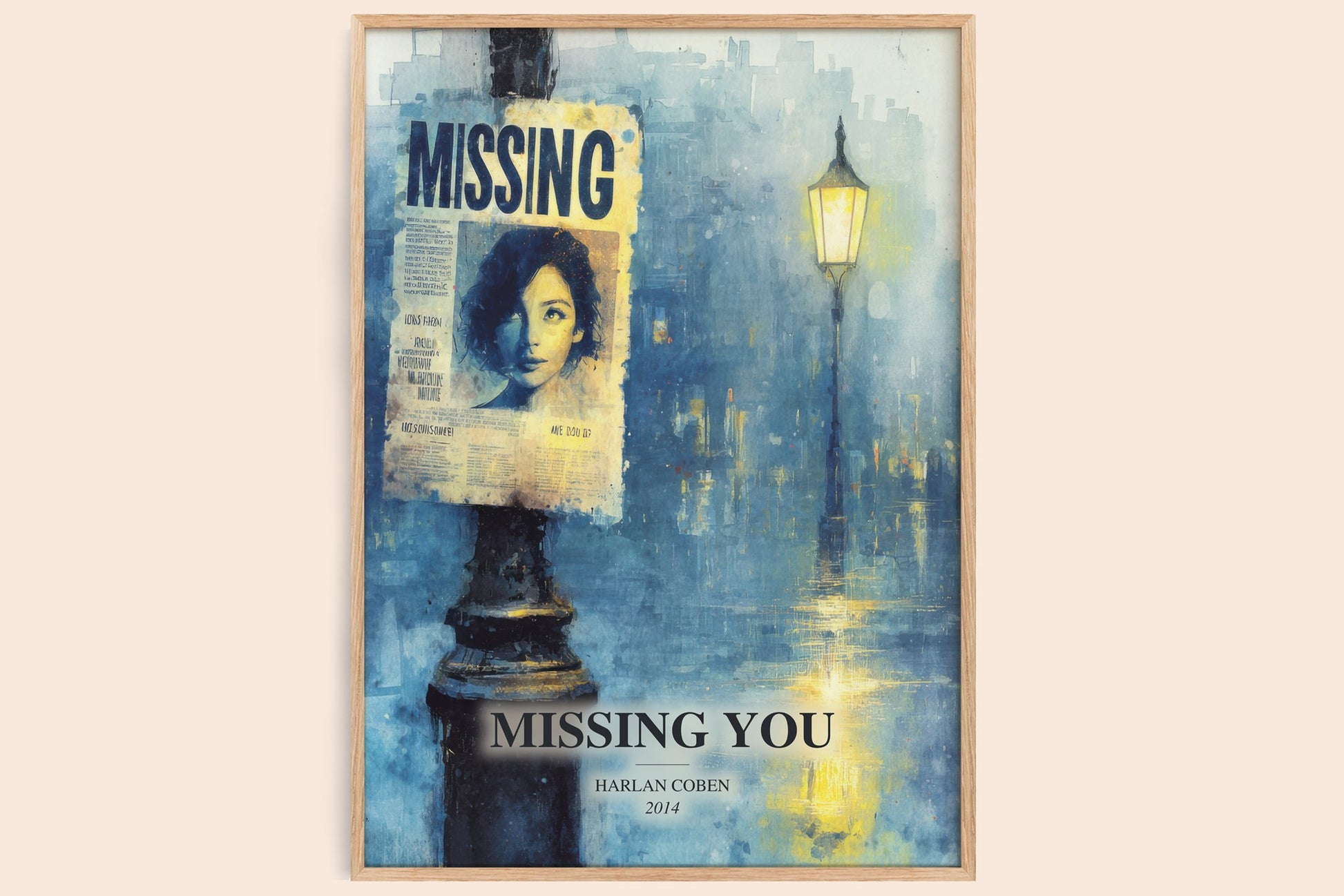 Missing You watercolour book poster by Harlan Coben – framed literary art print